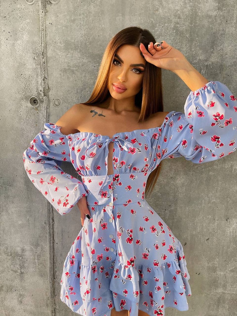 Сукня з воланами та шнурівкою  по спинці Сукня з воланами та шнурівкою  по спинці | PUSHKA SHOP