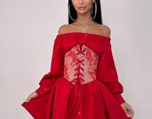 Приталена сорочка на плічках+  мереживний корсет | PUSHKA SHOP