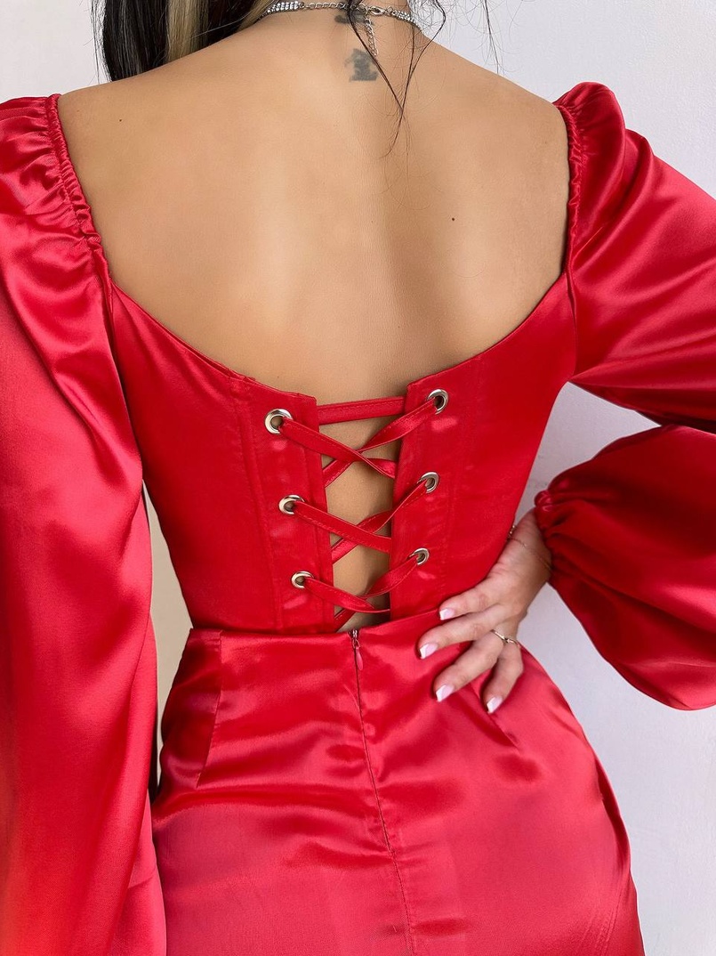 Атласний  комплект: корсет + спідниця з драпіруванням | PUSHKA SHOP