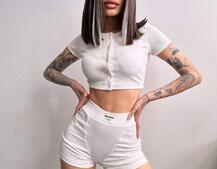 Комплект: топ на ґудзиках + велосипедки | PUSHKA SHOP