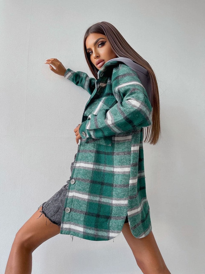 Кашемировая рубашка в клетку с капюшоном  | PUSHKA SHOP