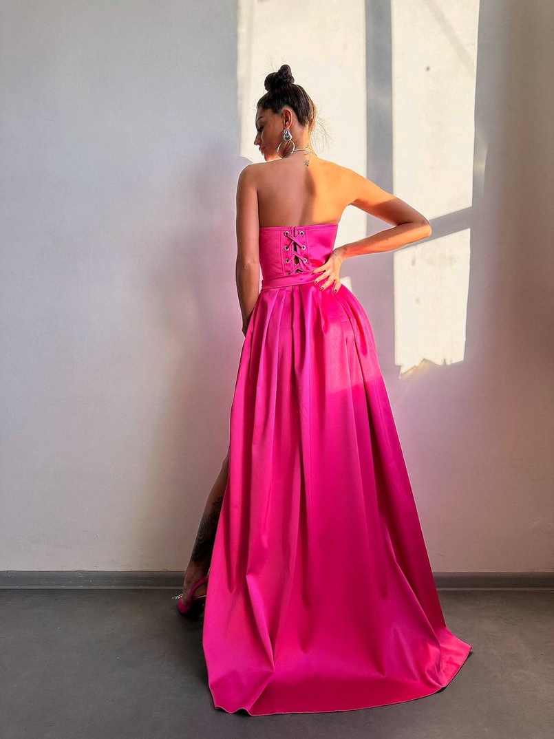 Комплект: корсет-бюстьє , декорований стразами  + спідниця максі з розрізом   | PUSHKA SHOP