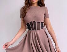 Сукня-міні  з елементами корсету  та спідницею солнцем | PUSHKA SHOP