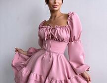 Сукня з воланами та шнурівкою  по спинці | PUSHKA SHOP