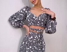 Комплект: топ із зав'язками на талії + спідниця міді з розрізом Комплект: топ із зав'язками на талії + спідниця міді з розрізом | PUSHKA SHOP