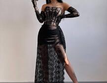 Мереживна сукня максі з рукавичками  | PUSHKA SHOP