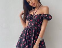 Платье с завязками на груди в цветочный принт | PUSHKA SHOP