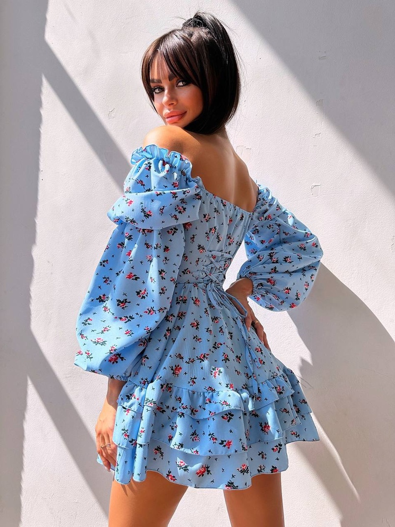 Сукня з квітковим принтом з воланами на ґудзиках Сукня з квітковим принтом з воланами на ґудзиках | PUSHKA SHOP