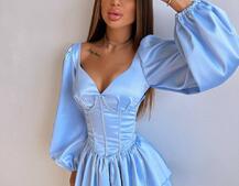 Комплект: сукня з подвійною спідницею + корсет, декорований стразами    | PUSHKA SHOP