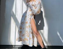 Сукня міді з квітковим принтом  | PUSHKA SHOP