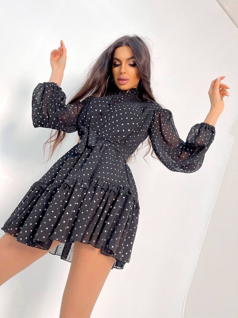 Шифоновое платье с оборками Шифоновое платье с оборками | PUSHKA SHOP