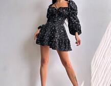 Сукня з квітковим принтом з воланами на ґудзиках  Сукня з квітковим принтом з воланами на ґудзиках  | PUSHKA SHOP