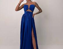 Атласна сукня максі із шнуром зі стразами Атласна сукня максі із шнуром зі стразами | PUSHKA SHOP