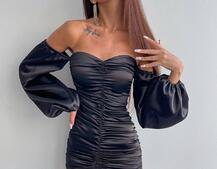 Атласна сукня з драпіруванням Атласна сукня з драпіруванням | PUSHKA SHOP