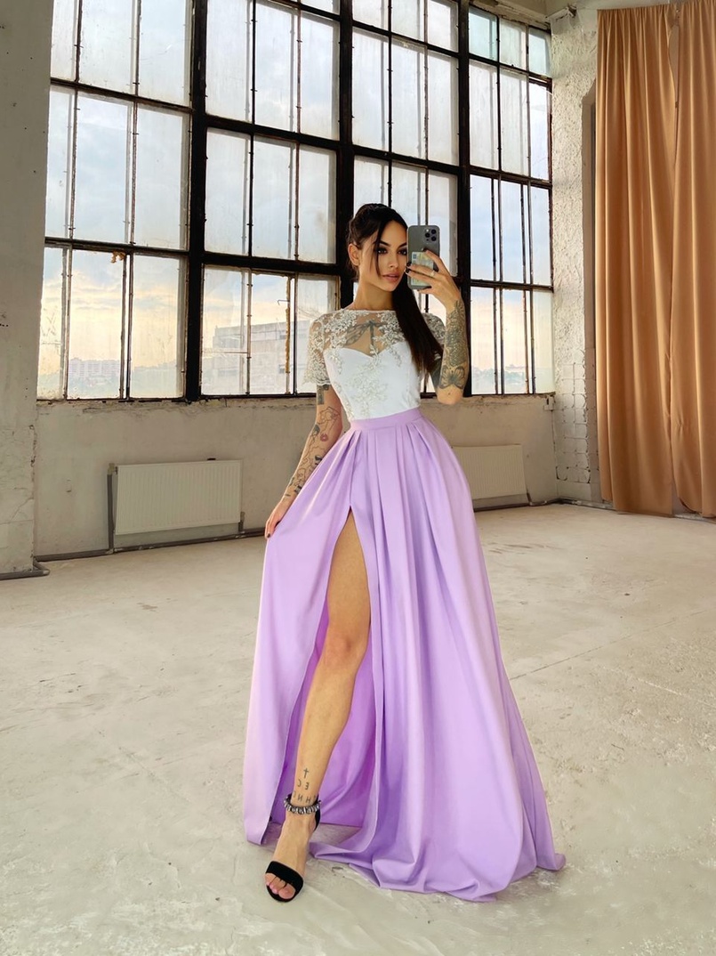 Платье-макси с кружевным верхом Платье-макси с кружевным верхом | PUSHKA SHOP