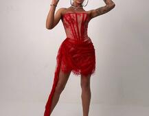 Мереживна сукня міні зі шлейфом   | PUSHKA SHOP