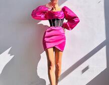 Комплект: корсет, декорований стразами + спідниця міні з драпіруванням   Ручна робота  | PUSHKA SHOP