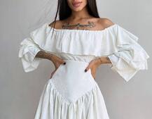 Сукня з асиметричною спідницею та воланами | PUSHKA SHOP