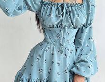 Квіткова сукня з воланами та шнуровкою по спинці Квіткова сукня з воланами та шнуровкою по спинці | PUSHKA SHOP