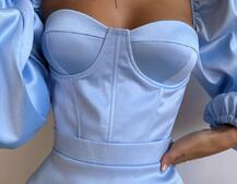 Атласний  комплект: корсет + спідниця декорована бахромою зі страз | PUSHKA SHOP