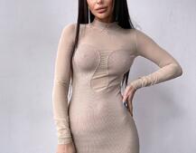 Трикотажна сукня з вставками сітки | PUSHKA SHOP