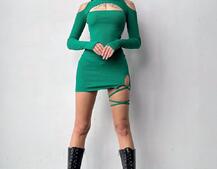 Трикотажне плаття по фігурі зі шнурівкою на ніжці | PUSHKA SHOP