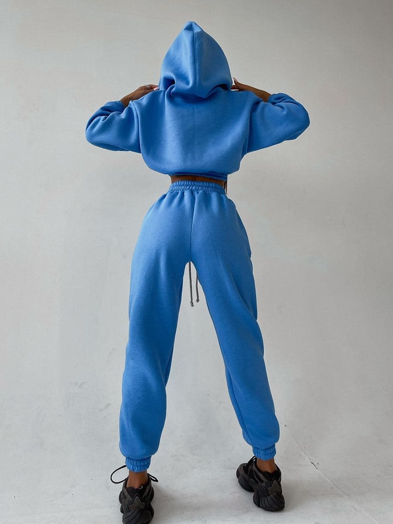 Тёплый базовый костюм на флисе с объемными капюшоном  | PUSHKA SHOP