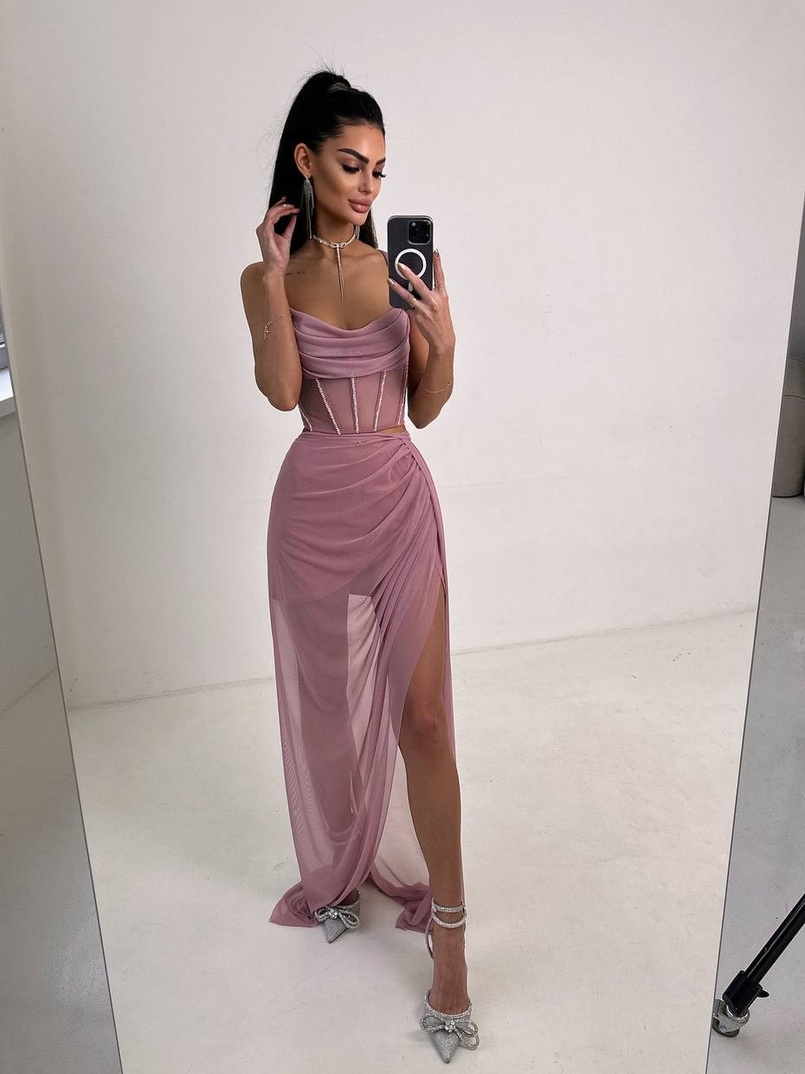 Комплект: корсет декорований стразами + спідниця максі  | PUSHKA SHOP