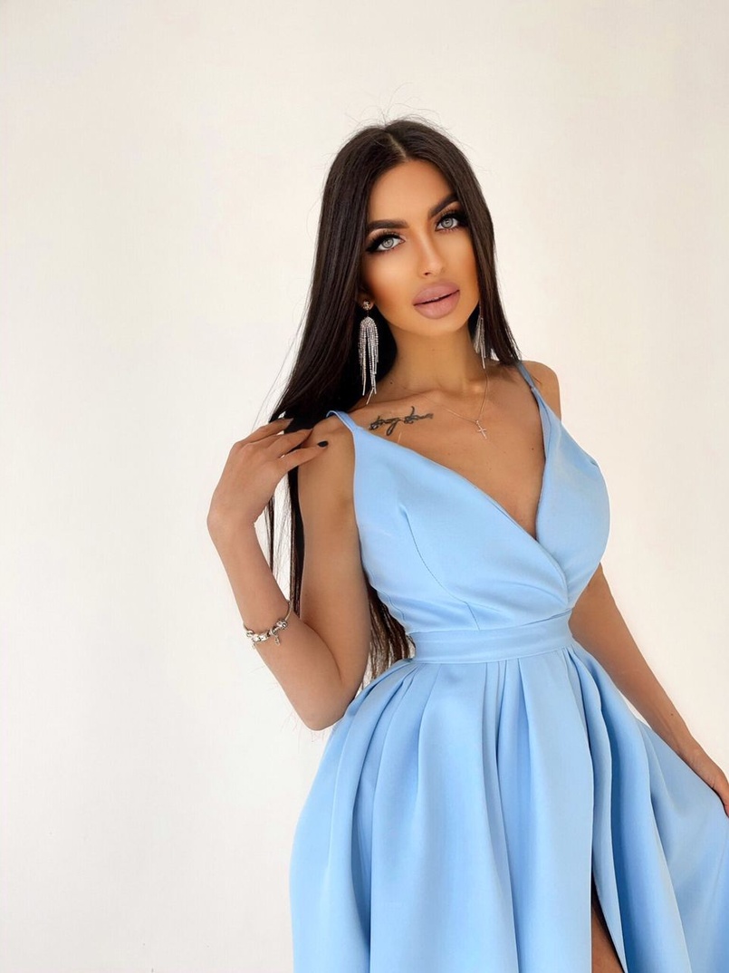 Платье макси с разрезом на юбке и запахом на груди   | PUSHKA SHOP