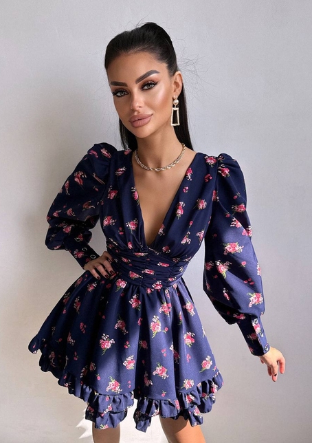 Сукня міні з пишною спідницею та драпіруванням на талії | PUSHKA SHOP