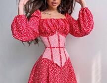 Сукня міні в квітковий принт + прозорий корсет  | PUSHKA SHOP