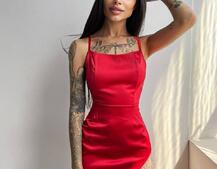 Платье мини, декорированное бахромой из страз Платье мини, декорированное бахромой из страз | PUSHKA SHOP