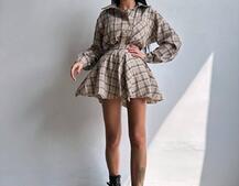 Комплект: сорочка + спідниця у клітинку  | PUSHKA SHOP