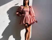 Сукня з обʼємними рукавами та спідницею балоном  | PUSHKA SHOP