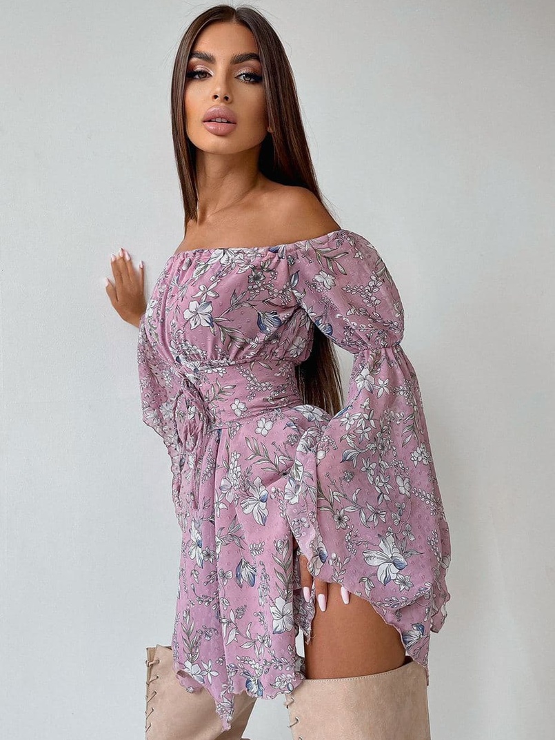 Платье с расклешенными рукавами в комплекте с корсетом  Платье с расклешенными рукавами в комплекте с корсетом  | PUSHKA SHOP