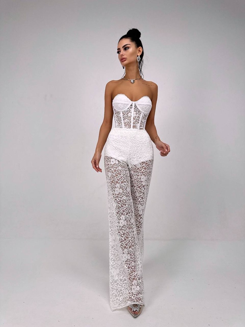 Комплект: мереживний корсет бюстьє + штани + піджак  | PUSHKA SHOP