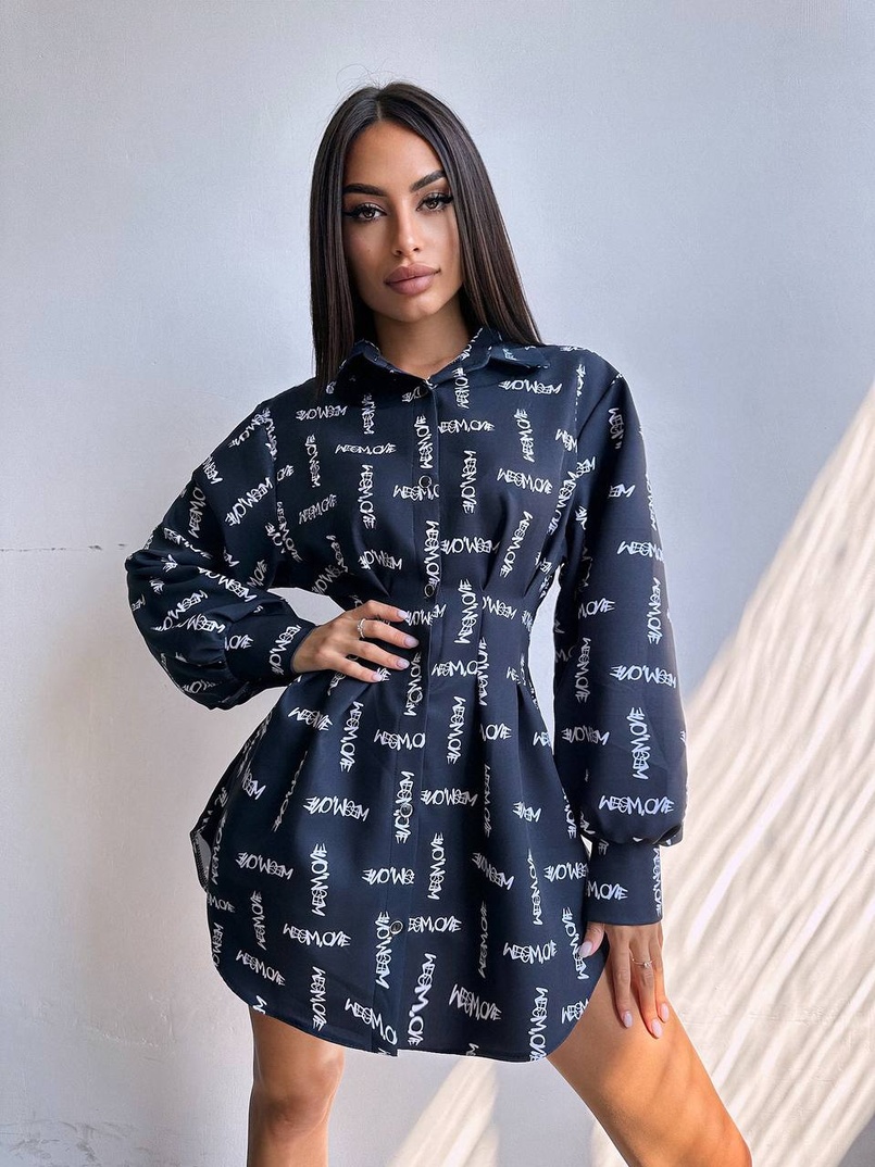 Приталена сорочка з принтом | PUSHKA SHOP