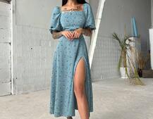 Платье миди со шнуровкой на спинке  | PUSHKA SHOP