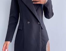 Приталена сукня-піджак, декорована бахромою зі страз | PUSHKA SHOP