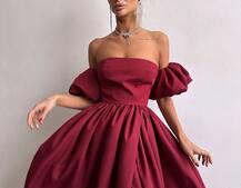 Сукня максі  з розрізом на спідниці та об’ємними рукавами  | PUSHKA SHOP