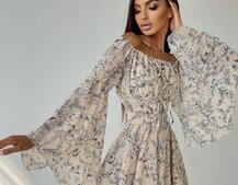 Платье с расклешенными рукавами в комплекте с корсетом  | PUSHKA SHOP