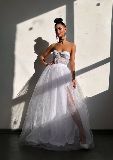 Комплект: корсет бюстьє декорований стразами + пишна спідниця максі  Ручна робота  | PUSHKA SHOP