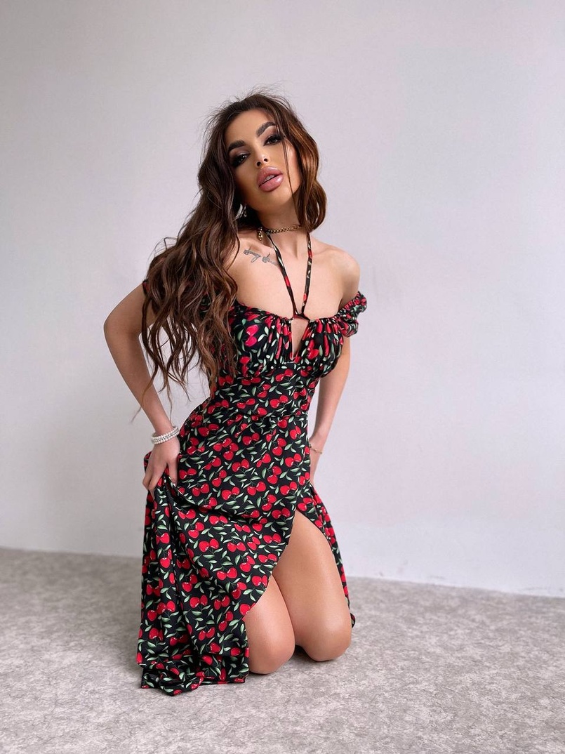 Сукня- міді  з принтом  Сукня- міді  з принтом  | PUSHKA SHOP