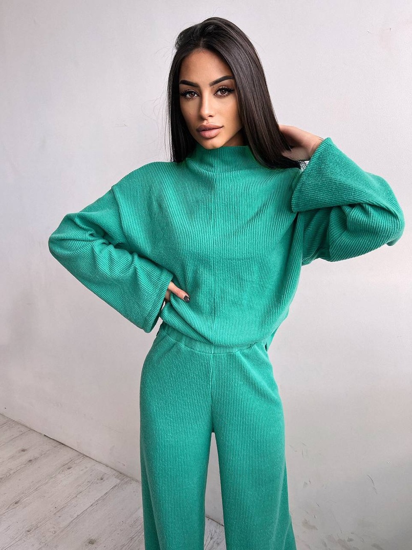 Повсякденний костюм із теплого трикотажу-рубчика | PUSHKA SHOP