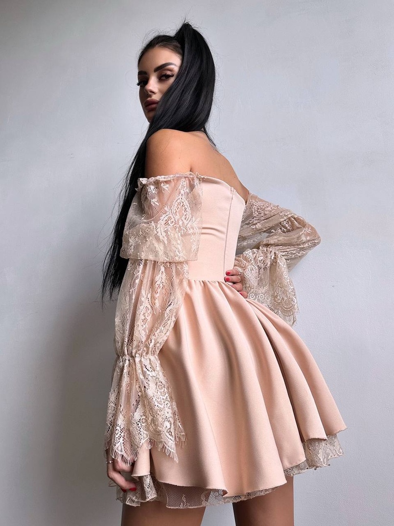 Сукня з корсетом декорована мереживом  | PUSHKA SHOP