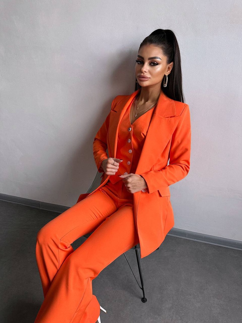 Костюм: піджак на підкладці, штани кльош+ жилет  | PUSHKA SHOP