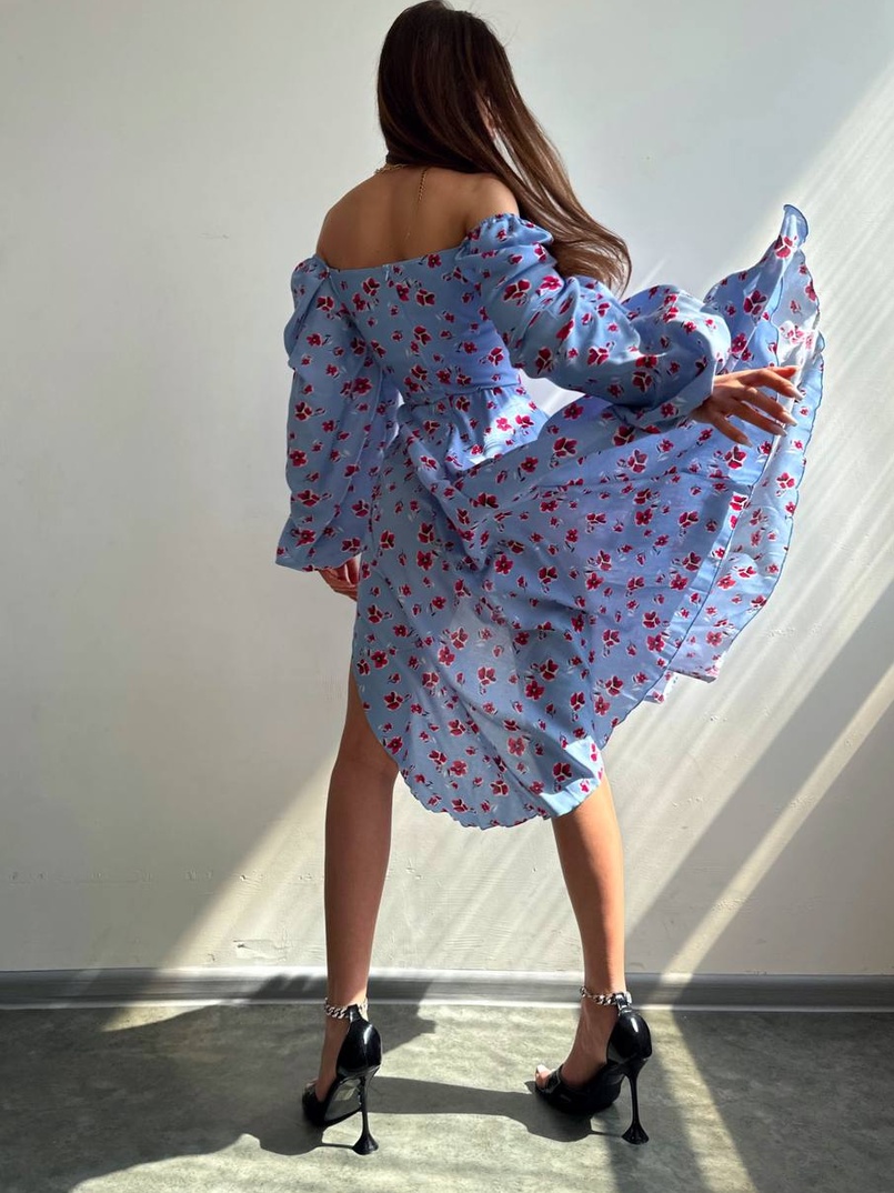 Сукня міді з квітковим принтом  | PUSHKA SHOP