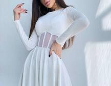 Приталена сукня з корсетною вставкою та спідницею-сонцем | PUSHKA SHOP