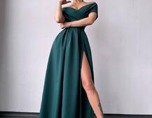 Сукня максі  з відкритими плечима та розрізом на спідниці Сукня максі  з відкритими плечима та розрізом на спідниці | PUSHKA SHOP