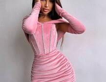 Оксамитова корсетна сукня міні, декорована стразами     Ручна робота  | PUSHKA SHOP